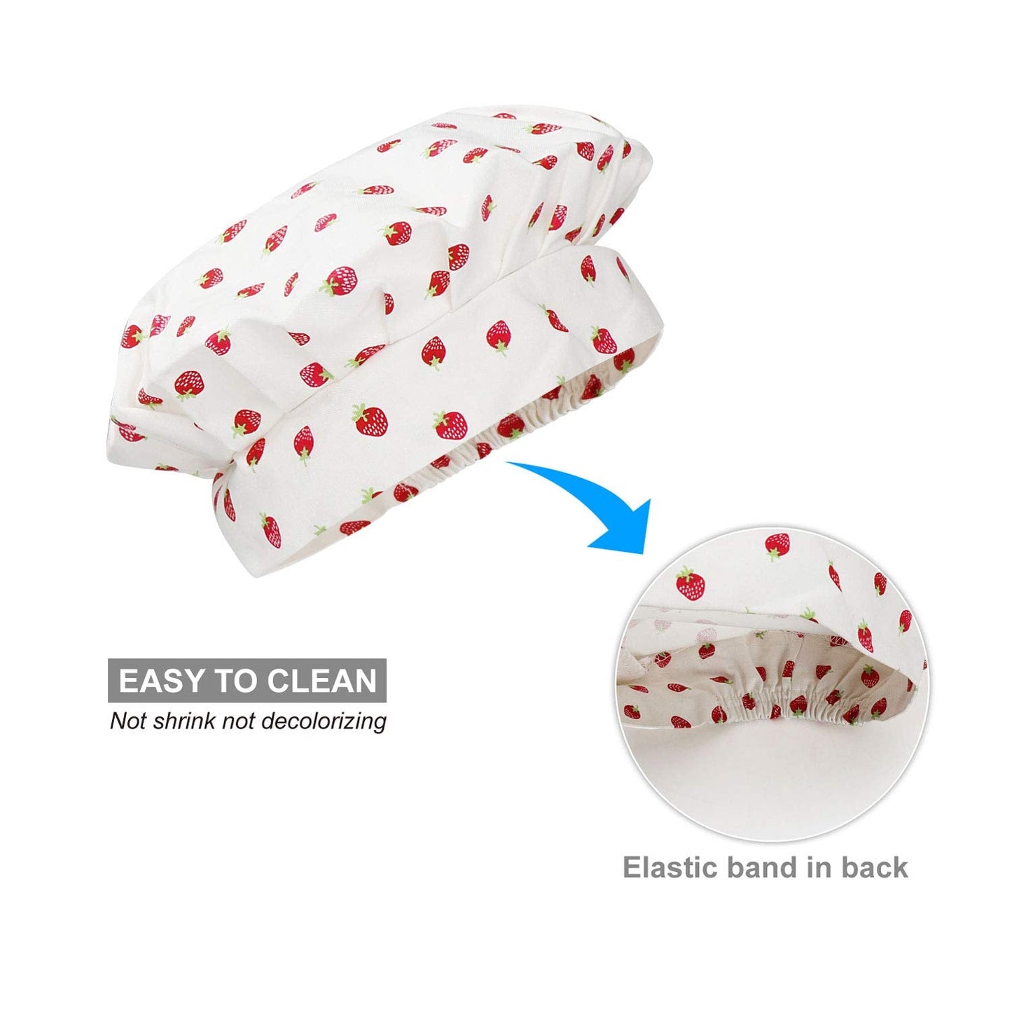 Jennice House Kids Apron Set with Chef Hat, Cute Child Baking Aprons with Adjustable Neck Strap and Pockets for Girls Boys Cooking Baking Painting Gardening in 2 Sizes (Red Strawberry, Large)