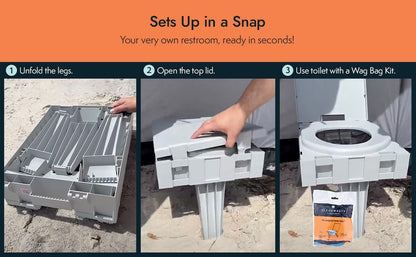 Cleanwaste GO Anywhere Portable Folding Toilet - Plus Bonus Original Wag Bag Kit