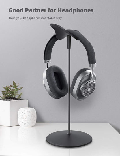 Lamicall Headphone Stand, Desktop Headset Holder - Desk Earphone Stand, for All Headsets Such as Airpods Max, HyperX Gaming Headphones, Beats/Sennheiser Music Headphones - Black