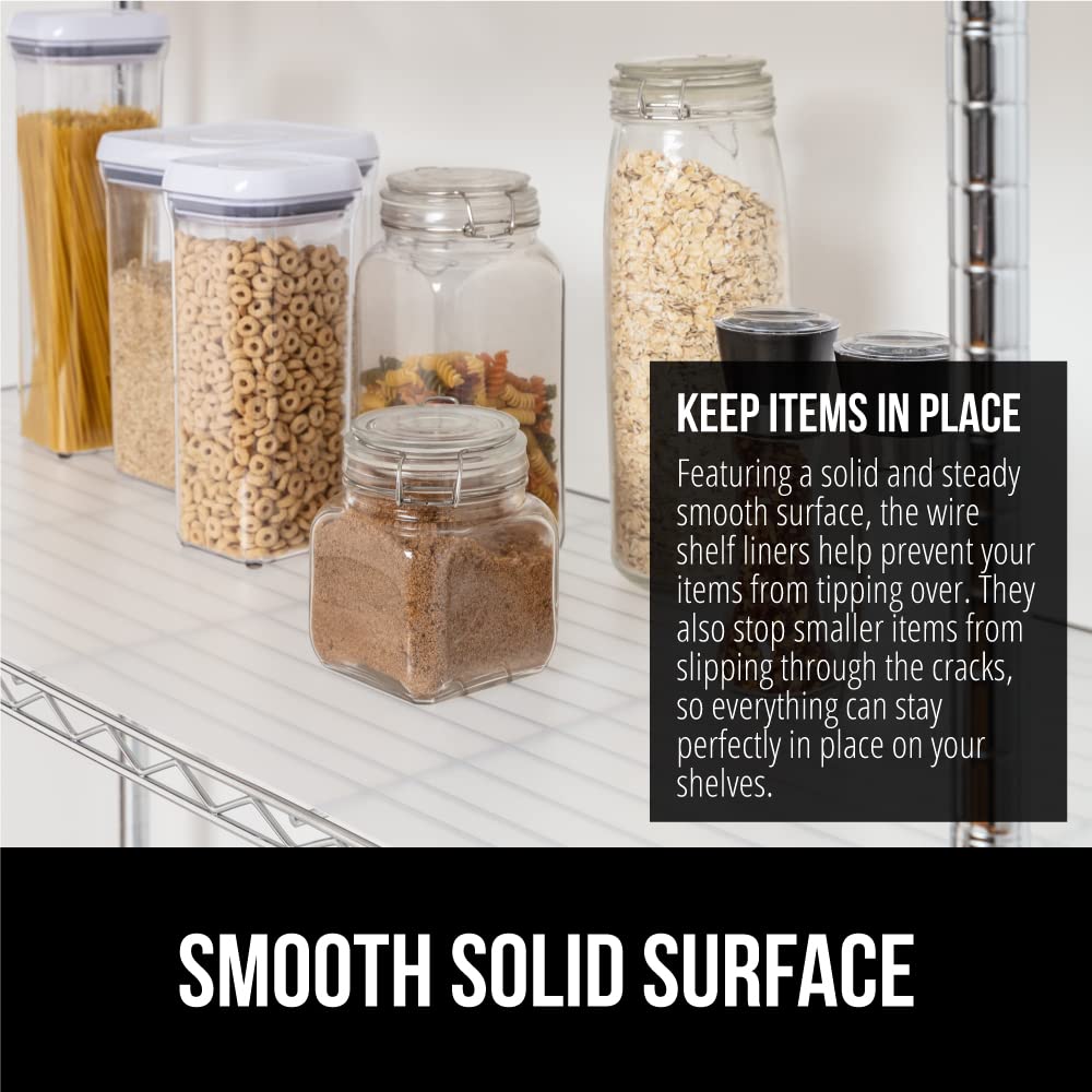 GORILLA GRIP ShelfGuard Wire Shelf Liner Compatible with Amazon Basics Shelving Unit, Set of 3 Waterproof Liners for Organizing Metal Rack Shelves, Kitchen Cabinets, Cupboard, Pantry, 14x24 Clear