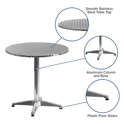 Flash Furniture Mellie 27.5" Round Aluminum Indoor-Outdoor Table with Stainless Steel Table Top