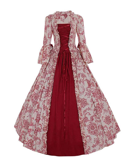 1791's lady Women's Victorian Rococo Dress Temperament Palace Evening Dress Inspiration Maiden Horn Sleeve Costume NQ0032W (Female S) Red