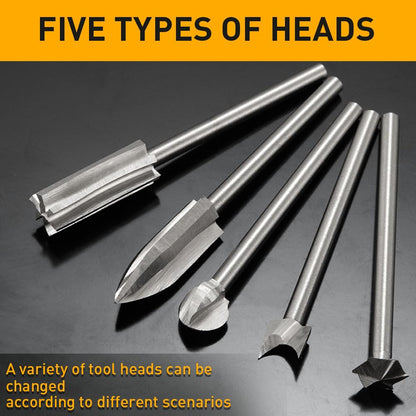 Wood Carving Drill Bits Set Compatible with Dremel Rotary Tool 5 Different Engraving Drill Accessories Bit Wood Grinding Woodworking Tool with 3mm Shank for DIY Carving Drilling Micro Sculpture
