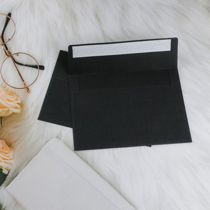 50 Packs of Black 4X6 Envelopes for Invitation, A6 Black Envelopes Self Seal for Cards, Photos, Wedding, Birthday, Party, Babay Shower