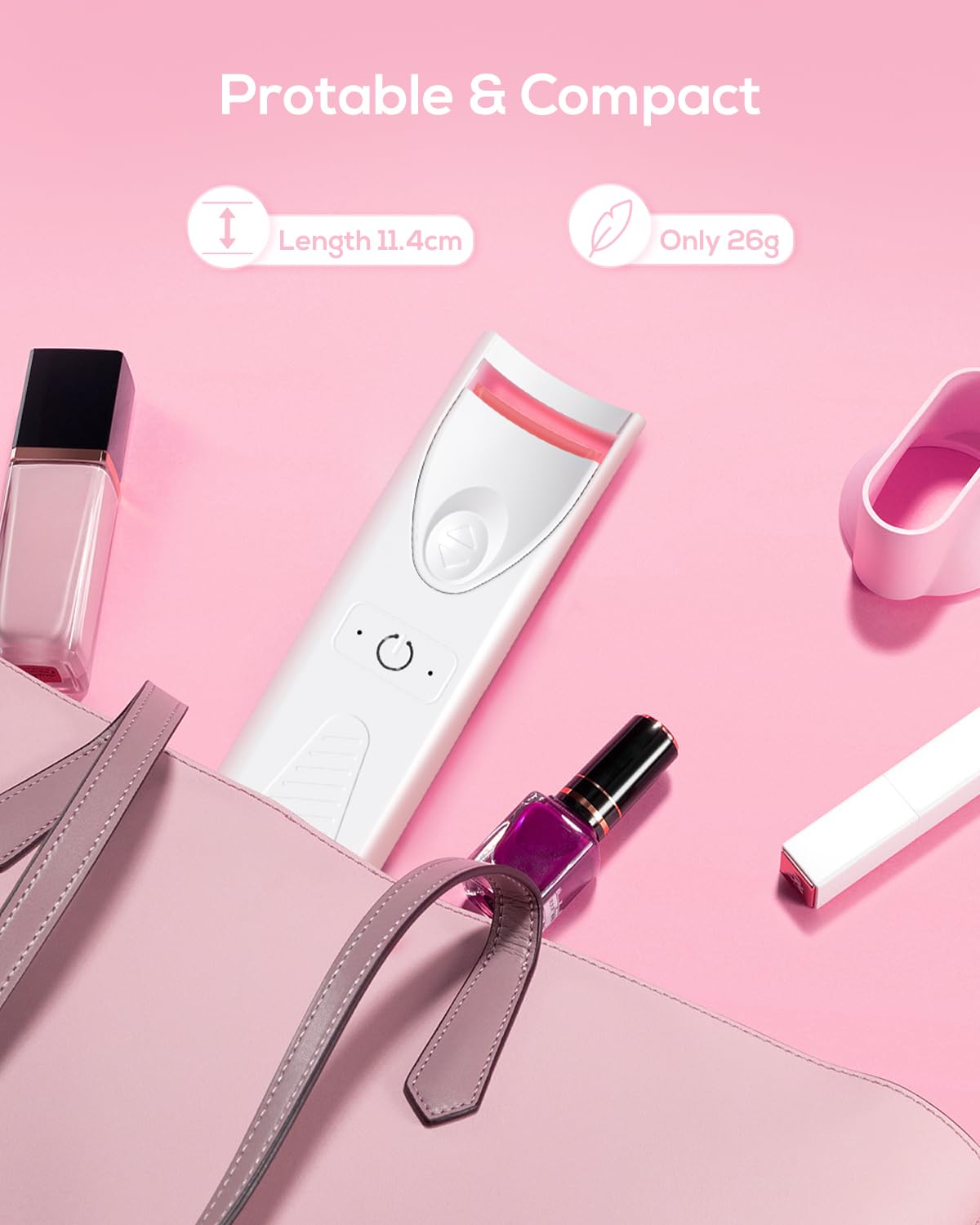 Heated Eyelash Curler, Electric Heated Lash Curler Rechargeable (No Need Batterys Replace) Tiny&Compact Perfect Gift for Women Make a Lasting Eyelashes in a Minute, Heated-Eyelash-Curler-Rechargeable