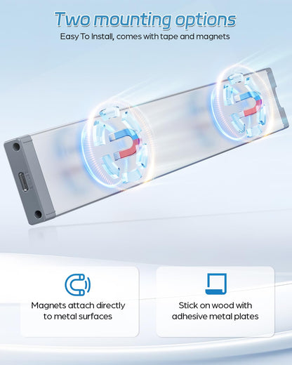 HIBOITEC Cabinet Lighting LED with Motion Sensor, Dimmable Under-Unit Light Kitchen 50 LED Cabinet Light, Cabinet Lighting Wireless USB Cabinet Light Battery for Wardrobe, White Light, 25.5 cm