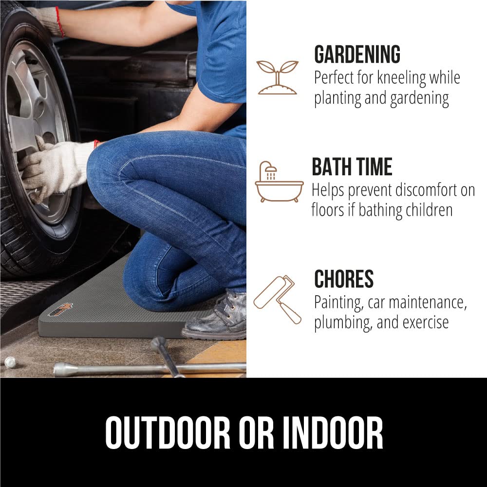 GORILLA GRIP Extra Thick Patent Pending Garden Kneeling Pad, 17.5 x 11 Inch Supportive Soft Foam Knee Cushioning for Gardening, Water Resistant, Bathing Baby Working Supplies, Lightweight, Black