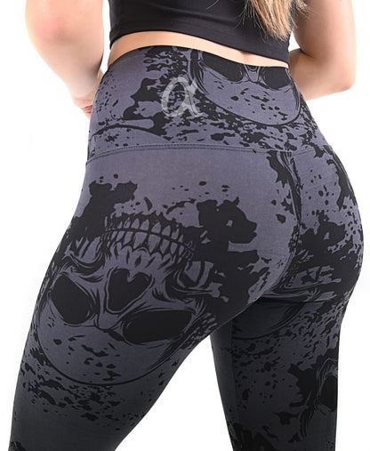 COMFY FOREVER Black Skulls Regular Plus Size Leggings Full Length Brushed Printed Leggings for Women