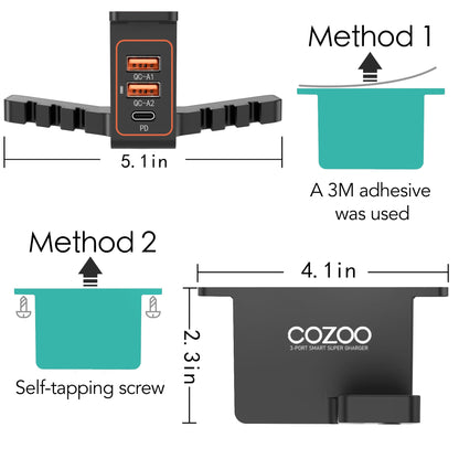 COZOO Headphone Stand with USB Charger Under Desk Headset Holder Mount with 3 Port USB Charging Station (20W PD & QC3.0) and iWatch Stand Smart Watch Charging Dock Dual Earphone Hanger Hook,UL Tested