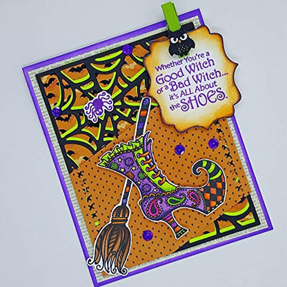 Halloween Witches Shoes Metal Cutting Dies Stamps Set for Card Making Scrapbooking Paper Cards Making Crafts Metal Die-cuts Template Embossing Handmade Crafts Clear Rubber Stamps Photo Album Decor