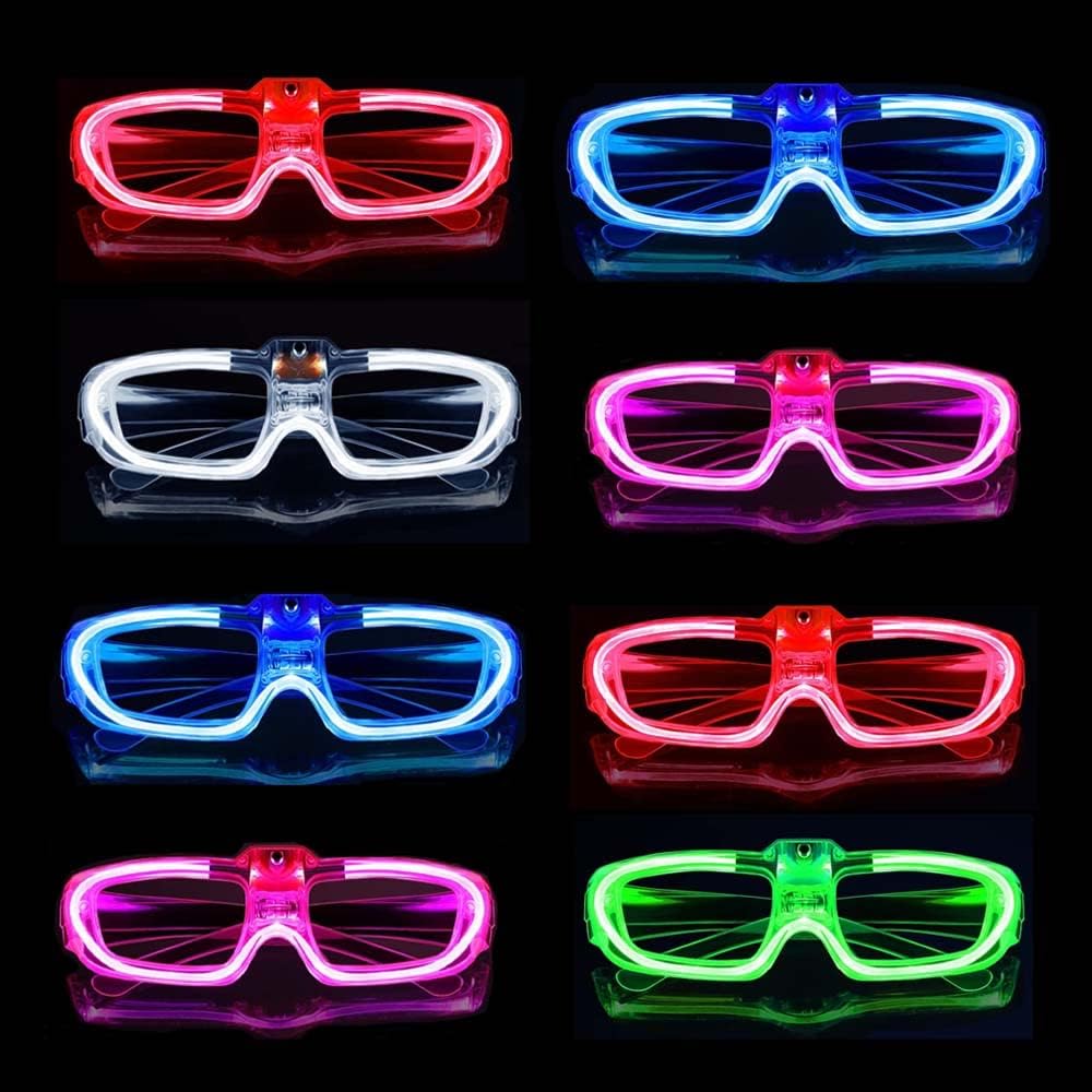 50 Packs LED Glasses Mardi Gras Party Supplies ,5 Neon Colors,3 Light Modes Light up Glow Sticks Glasses Toys Party Supplies for kids Adults Fit Halloween Christmas New Year Eve Graduations (50)