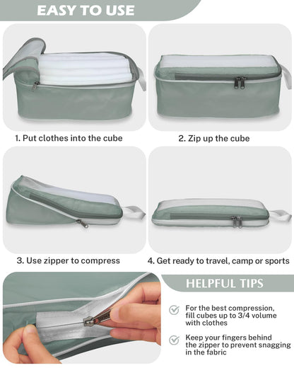 Gonex 8 Set Compression Packing Cubes for Travel Essentials, Expandable Mesh Organizer with Toiletry, Laundry, Shoe, Cable Bags for Suitcases, Gray