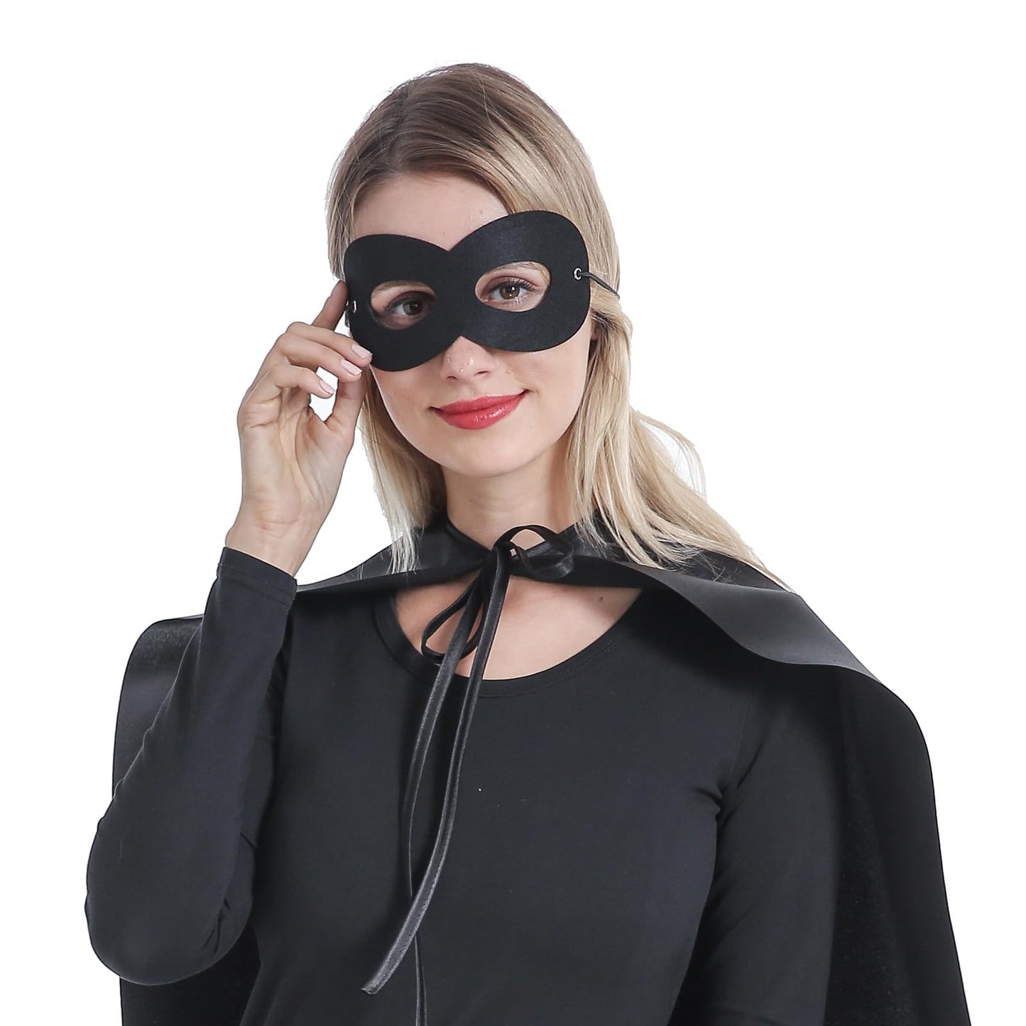 Kidsfere Adults Superhero Cape and Mask for Man Woman Halloween Vampire Cape Costume (BLACK)