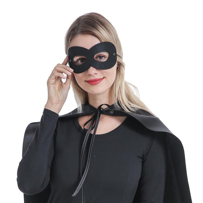Kidsfere Adults Superhero Cape and Mask for Man Woman Halloween Vampire Cape Costume (BLACK)
