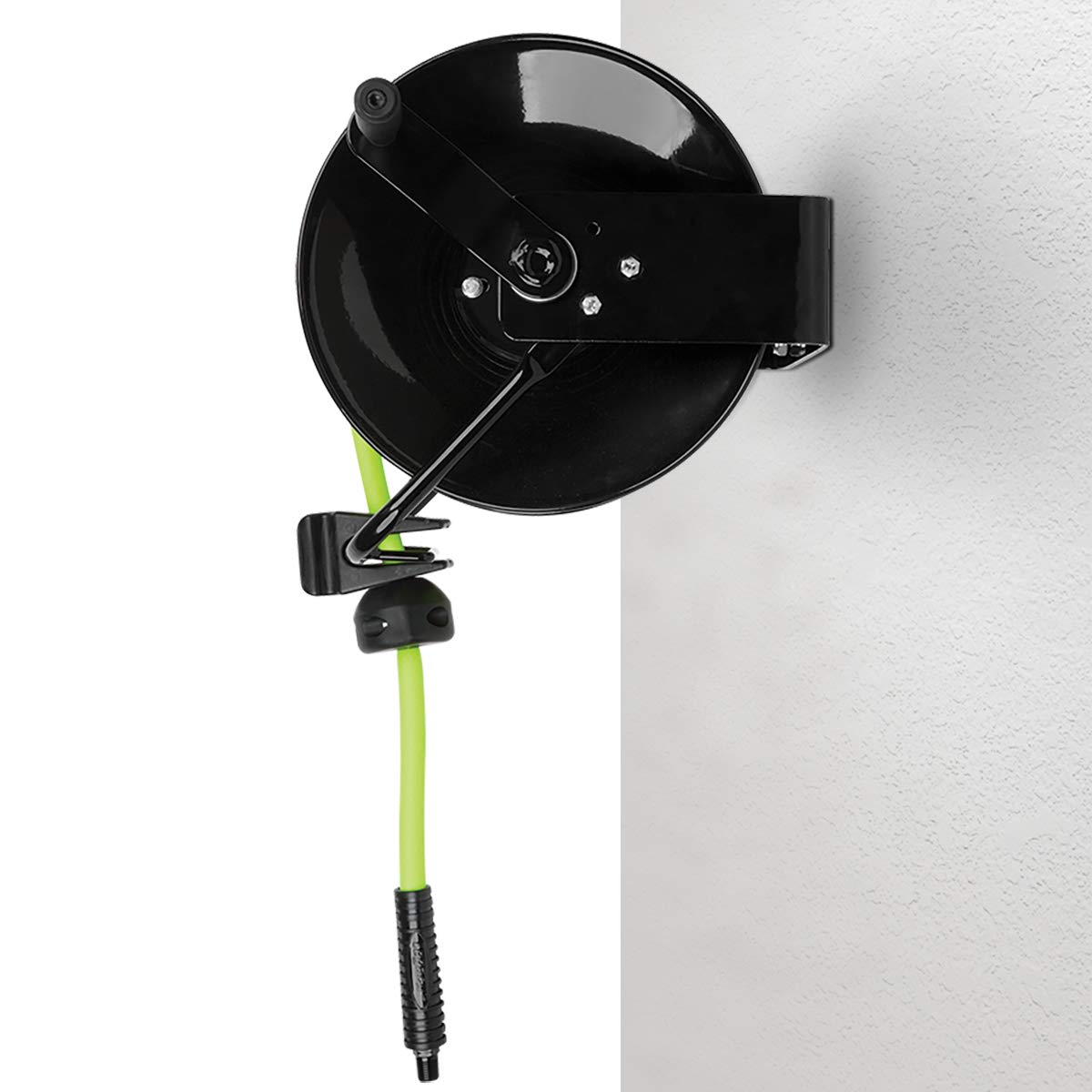 Flexzilla Portable Manual Open Face Air Hose Reel, 3/8 in. x 50 ft., Heavy Duty, Lightweight, Hybrid, ZillaGreen - L8651FZ