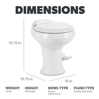 Dometic 302300071 300 Series Standard Height Toilet, White