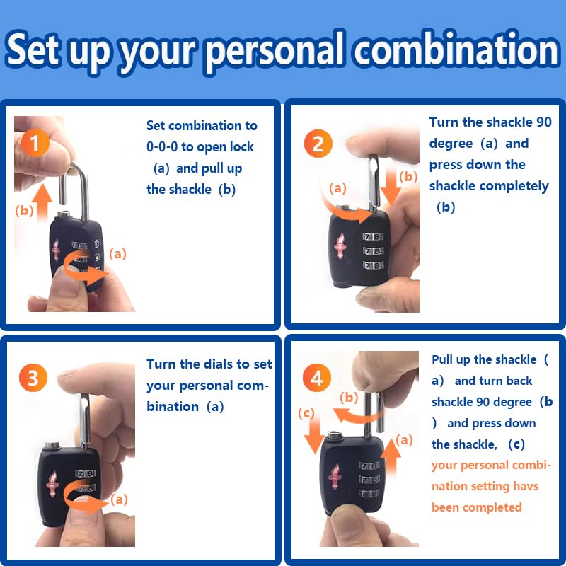 iGurutr TSA Locks 4-Pack - Ultra Lightweight Travel & Gym Combo Locks (54g Each!), TSA Approved Secure Luggage Locks for Suitcases, School Backpacks, Lockers - 3-Digit Code, 2.36in Compact Design