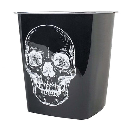 KOLORAE Waste Can 10L (2.6 Gallons) - 3 Pack Trash Garbage Can for Home, Office, Dorm Room Wastebasket (Black Base White Skull)