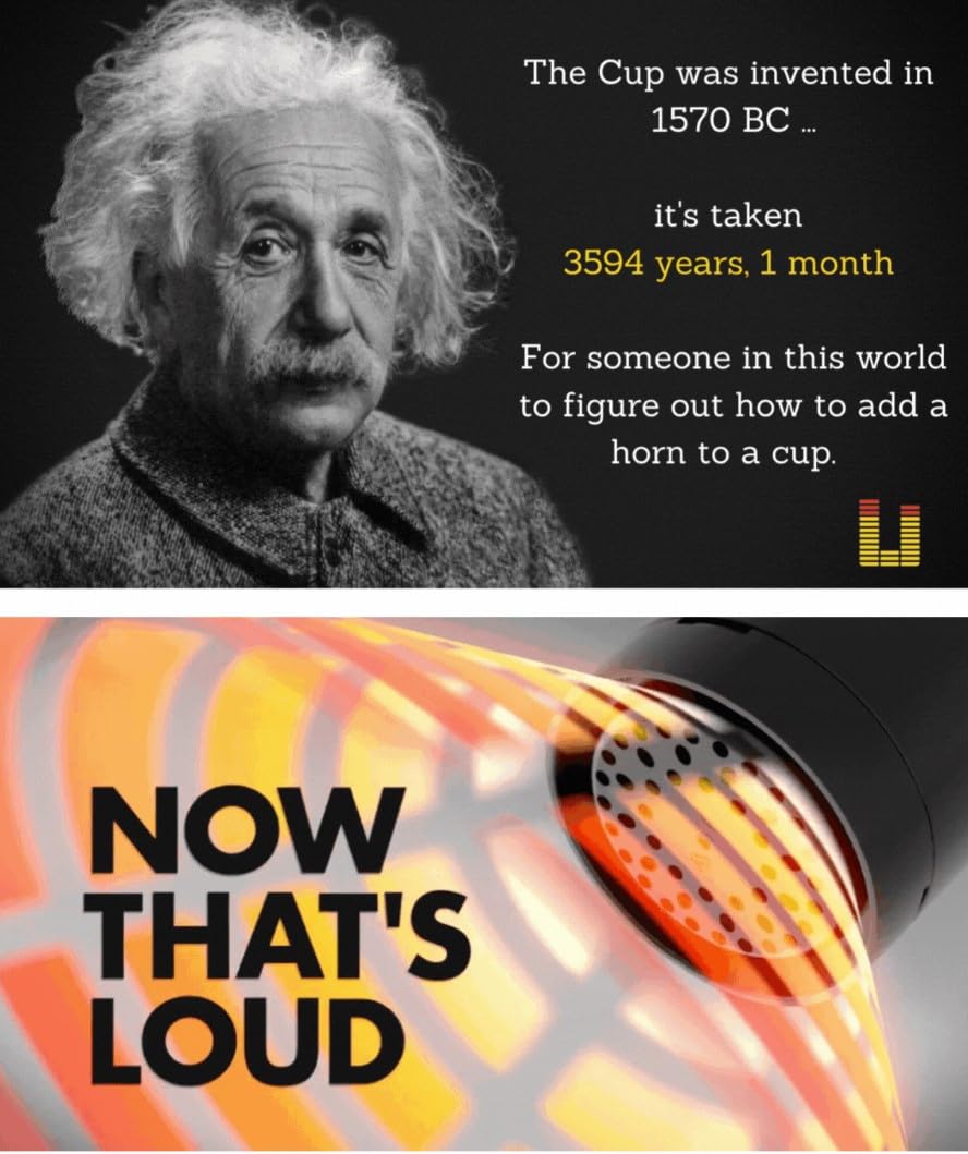 Loud Cup 20 oz Tumbler + Stadium Horn with Open-Sip Lid (Canary Yellow) - Insulated Cup Reusable Water Bottle Coffee Travel Mug - Worlds Loudest Cup for Game Day