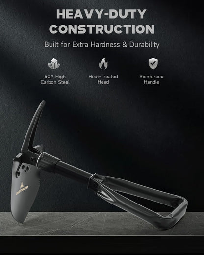 DARTMOOR Mini Folding Shovel High Carbon Steel, Portable Lightweight Outdoor Tactical Survival Foldable Mini Shovel, Entrenching Tool, Camping, Hiking, Digging, Backpacking, Car Emergency