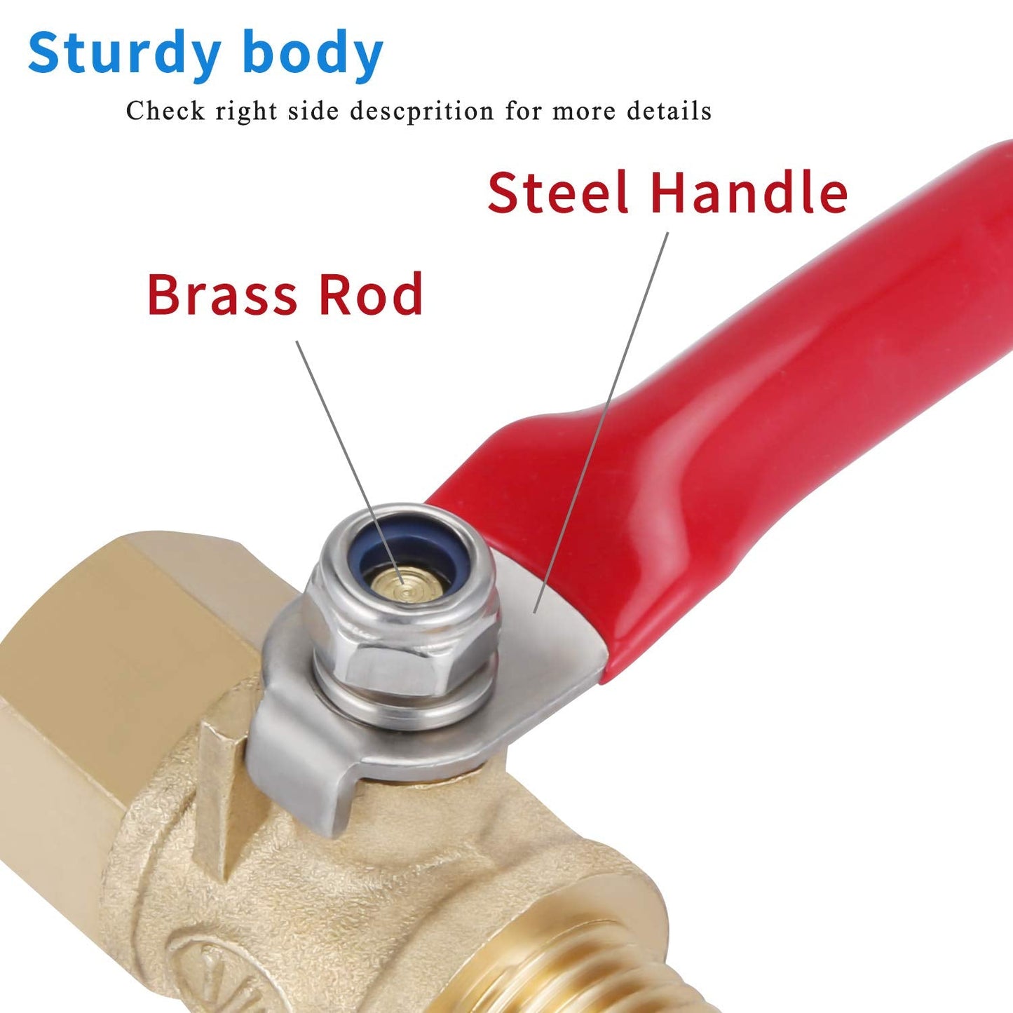 1/4 Inch Ball Valve NPT Air Compressor Brass Valve Female Male Shut Off Small