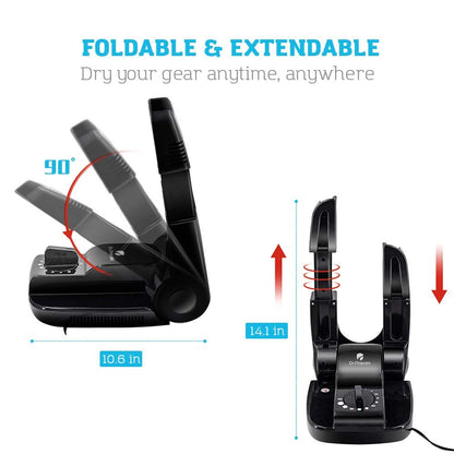 Dr. Prepare Boot Dryer Shoe Dryer, Glove Dryer & Boot Warmer with Heat Blower, Portable Adjustable Rack and Timer, Folding Design & Quick Drying for Shoes, Gloves, Hats, Socks, Ski Boots