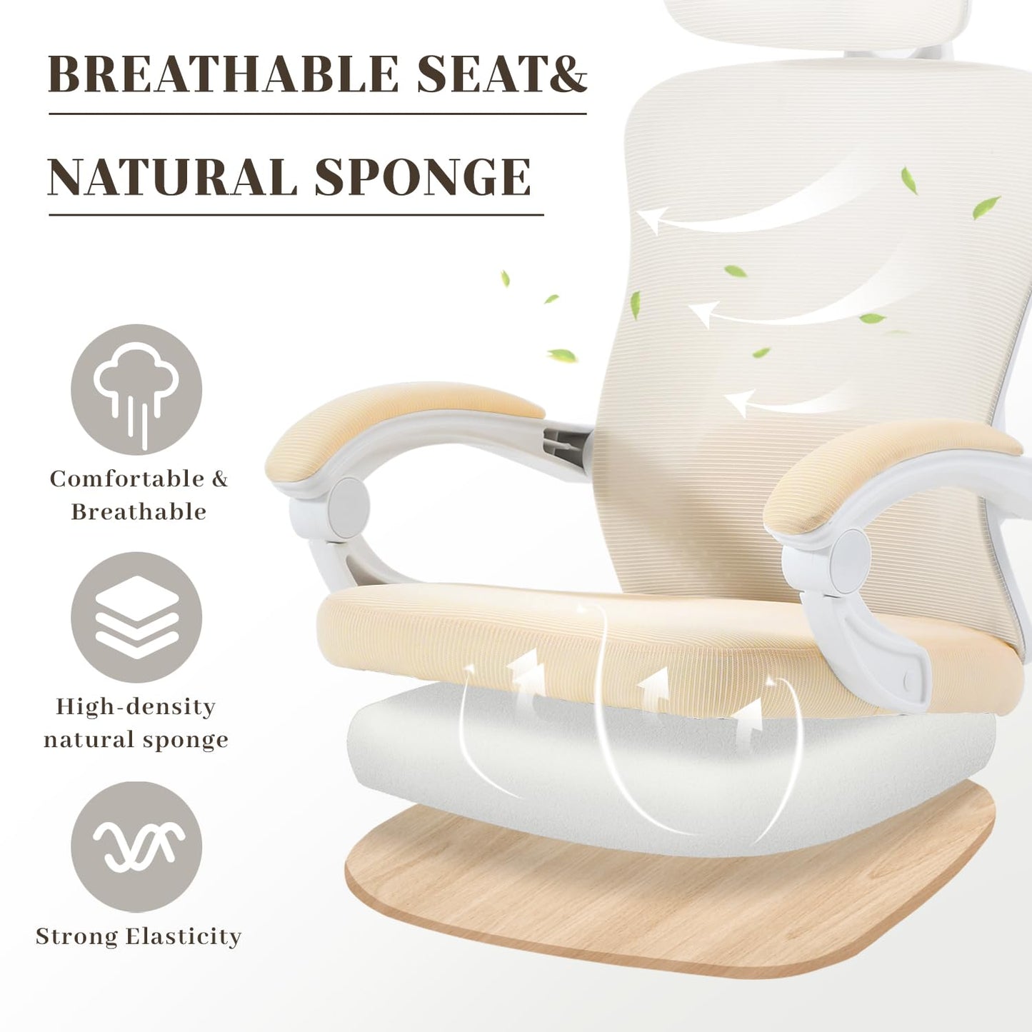 Ergonomic Office Chair with Retractable Footrest, 400LBS Capacity,Synchronized Armrest, Breathable Mesh, Adjustable Lumbar Support