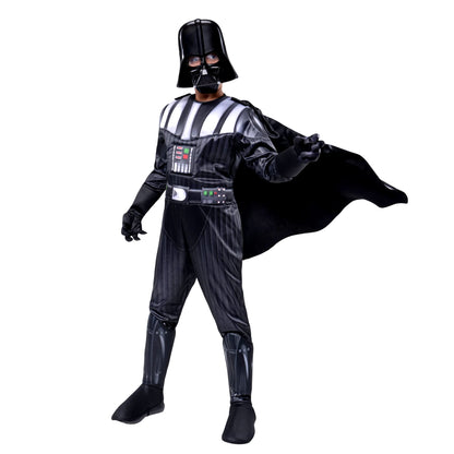 Star Wars Darth Vader Official Youth Costume - Premium Quality Padded Jumpsuit with Plastic Mask and Detachable Cape (S) Multi