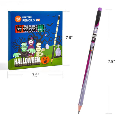 ECOTREE Pre-sharpened Halloween Pencils #2, Halloween Party Favors for Kids, Halloween Gifts, 48 Count