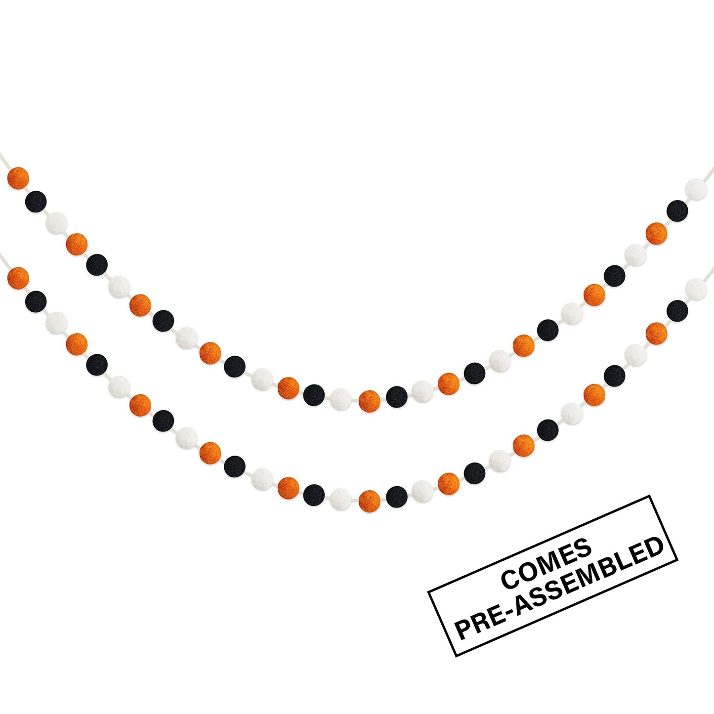 60 Balls Halloween Felt Ball Garlands - Halloween Decorations - Black Orange White Pom Pom Garlands for Home Tree Festive Indoor Outdoor Home Office Hanging Decor - 25mm
