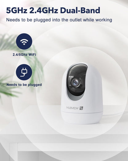 Indoor Security Camera 2K, Pet Camera with Phone App, WiFi Cameras for Home Security Camera for Dog/ Baby Monitor/Elder Pan Tilt, 5/2.4GHz, 24/7, 2-Way Talk, Human Detection, Motion Tracking, Cloud