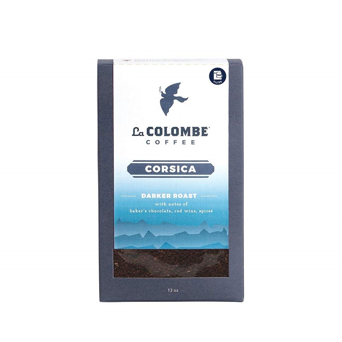 La Colombe Corsica Dark Roast Drip Grind Ground Coffee - Notes of Baker's Chocolate, Red Wine & Spices, 12 Ounce (Pack of 1)