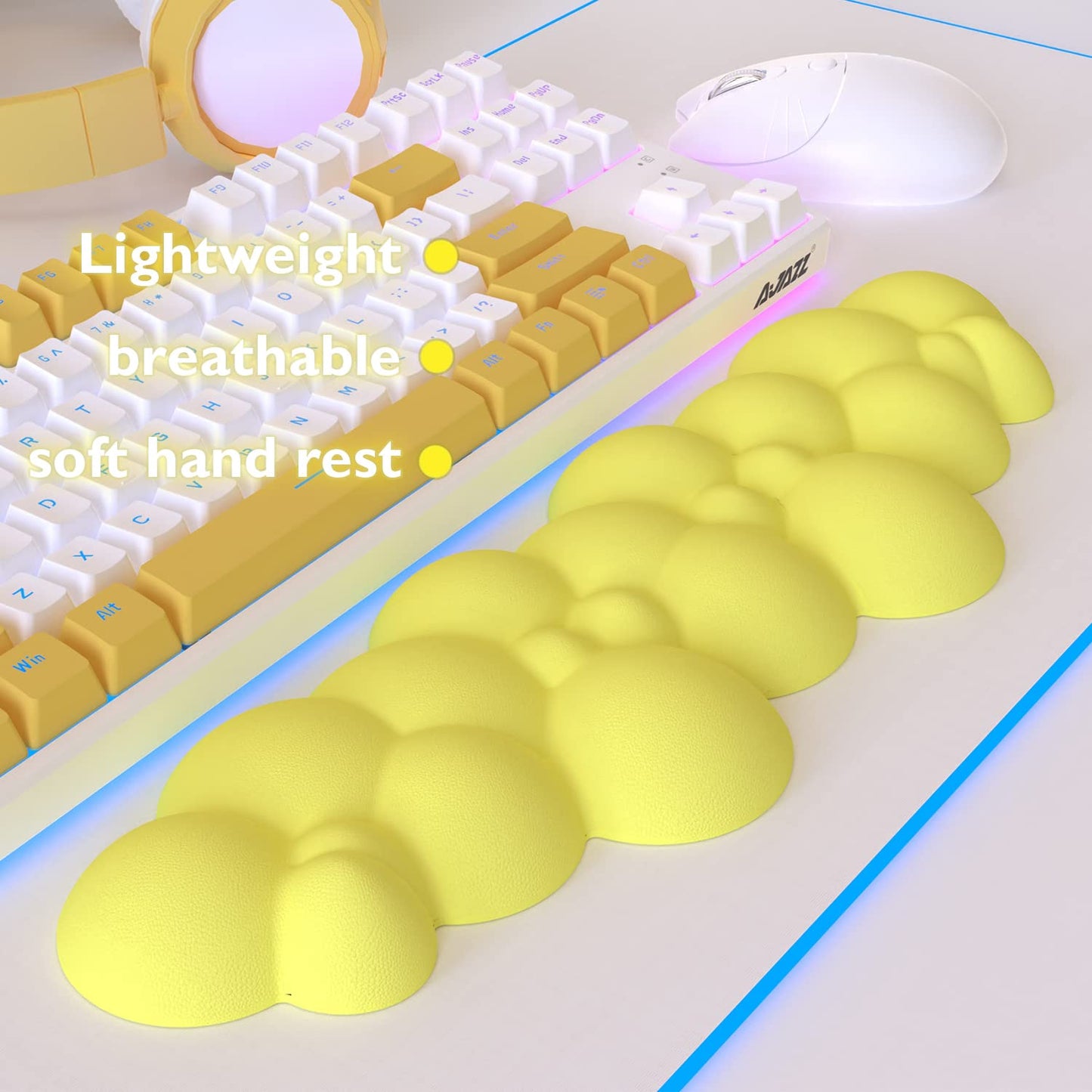 Gaming Keyboard Wrist Rest Pad,Memory Foam Keyboard Palm Rest, Ergonomic Hand Rest,Wrist Rest for Computer Keyboard,Laptop,Mac,Lightweight for Easy Typing Pain Relief (Yellow)