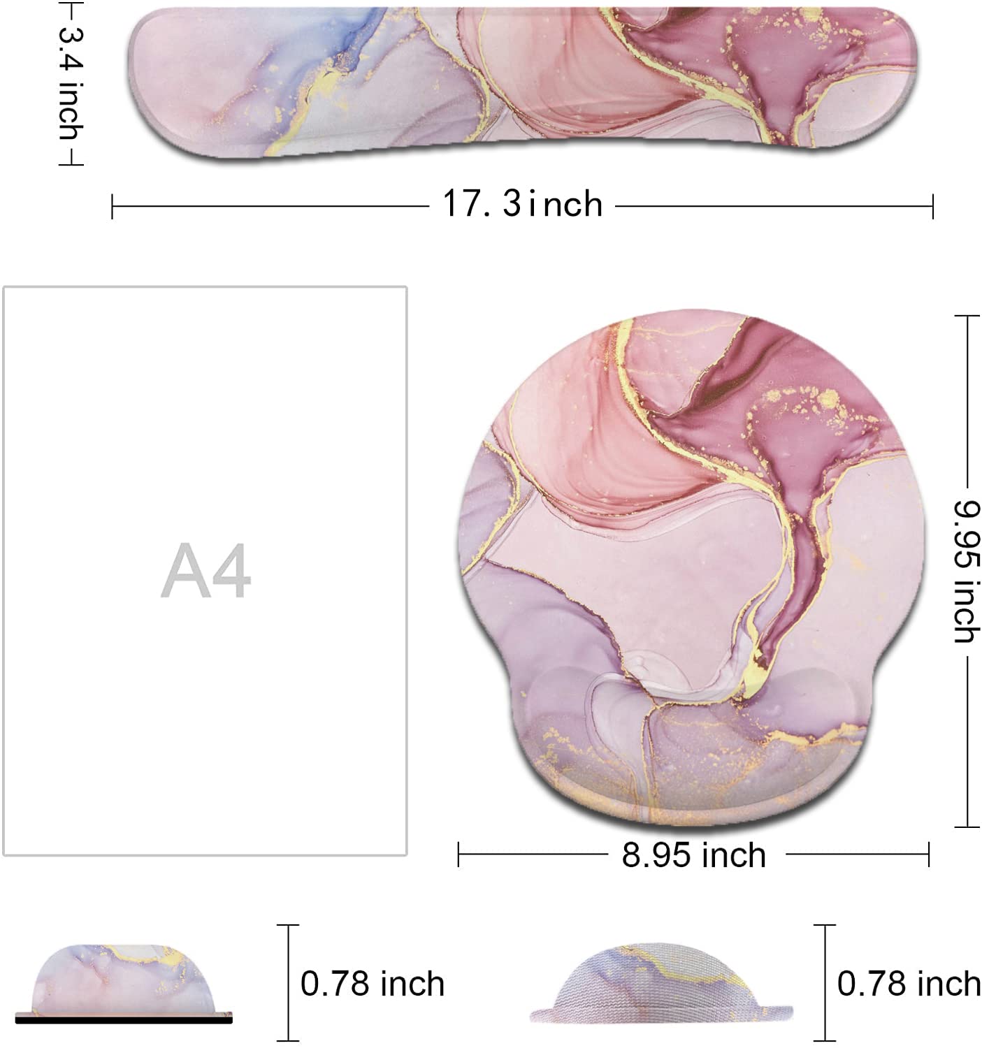 LATEEFAH Mouse Pad with Wrist Rest, 3-in-1 Gaming Mouse Pad, Keyboard Wrist Rest, Ergonomic Memory Foam Mousepad with Wrist Support for Computer Keyboard