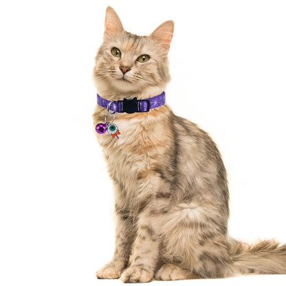 Lamphyface 4 Pack Halloween Cat Collar with Bell Breakaway Adjustable for Kitty Adjustable Safety