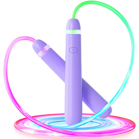 LED Light Up Jump Rope for Kids and Adult, Adjustable Glowing Skipping Rope for Boys and Girls, Colorful Luminous Jumping Rope for Fitness and Workout Purple