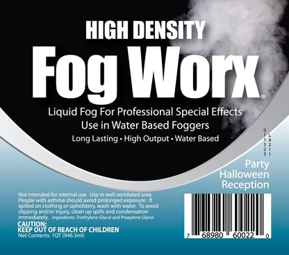 FogWorx Extreme High Density Fog Juice - Quart – 32 Fluid Ounces of Long Lasting, High Output, Odorless Water Based Machine Fluid for 400 to 1500 Watt Machines