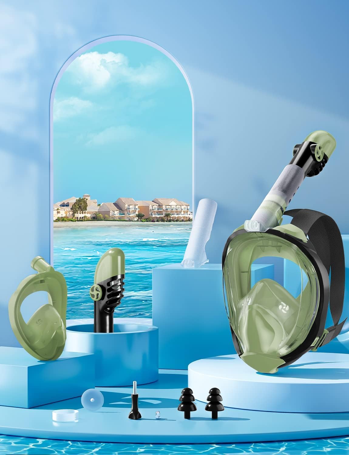 Full Face Snorkel Mask Adults,Dry-Top Snorkeling Gear with Camera Mount,Foldable 180-Degree Panoramic Scuba Mask for Snorkeling Diving Swimming Travel,Snorkel Mask Anti-Fog & Anti-Leak