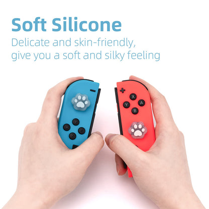 GeekShare Cat Paw Shape Thumb Grip Caps,Soft Silicone Joystick Cover Compatible with Switch/OLED/Switch Lite,4PCS (Glitter)