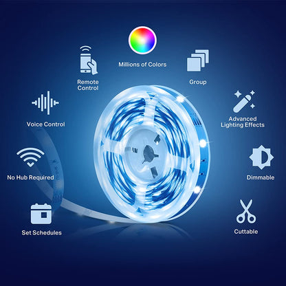 Kasa Smart LED Light Strip, 16.4ft WiFi LED Strip Works with Alexa, Google Home, SmartThings, High Brightness with 16 Million Colors, RGB, Grouping, Adjustable Length, Up to 25,000 Hours (KL400L5)