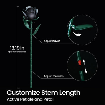 iATOM Black Roses Flower Building Set - 3Pack, Compatible with Lego Bouquet for Adults, Gift for Halloween - Gothic Horror Retro Artificial Flowers Botanical Collection Home Decor - IA11009