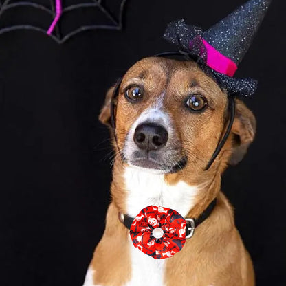 JpGdn 12pcs Halloween Dog Collar Flowers Bows Attachment Sliding for Medium Large XL Puppy Cats Rabbit Party Holiday Grooming Cosume Accessories