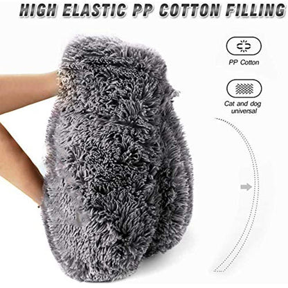 Cozywind Round Plush Dog Cat Bed, Plush Donut Pet Bed Warm Cuddler Nesting Cave with Soft Cushion Sound Sleep Calming Dog Bed Fluffy Plush Cat Bed for Small Medium Dogs and Cats (50cm, grey)