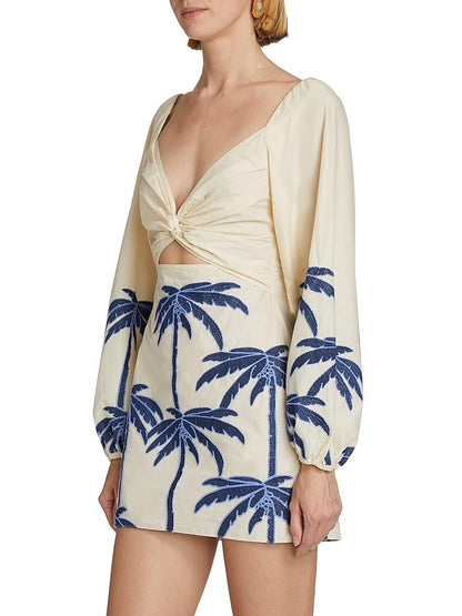 Johanna Ortiz, Power Of The Sea Minidress, 8, Ecru Blue