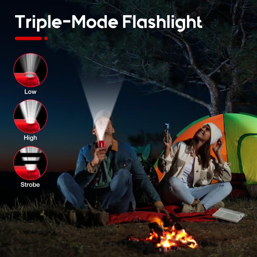 LcFun Electric Dual Arc Lighter USB Rechargeable, Windproof Plasma Lighters with LED Battery Indicator, Waterproof Flashlight Lighter with Whistle Lanyard for Camping, Survival Gear Gifts for Men