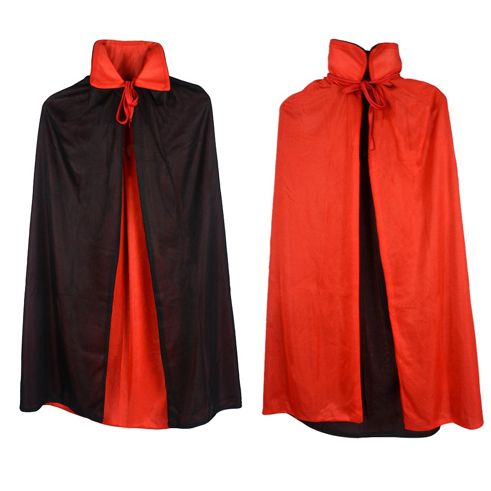 Custome Black Red Reversible Dress Goth Devil Pirate Vampire Demon 47" Cloak for Men Women
