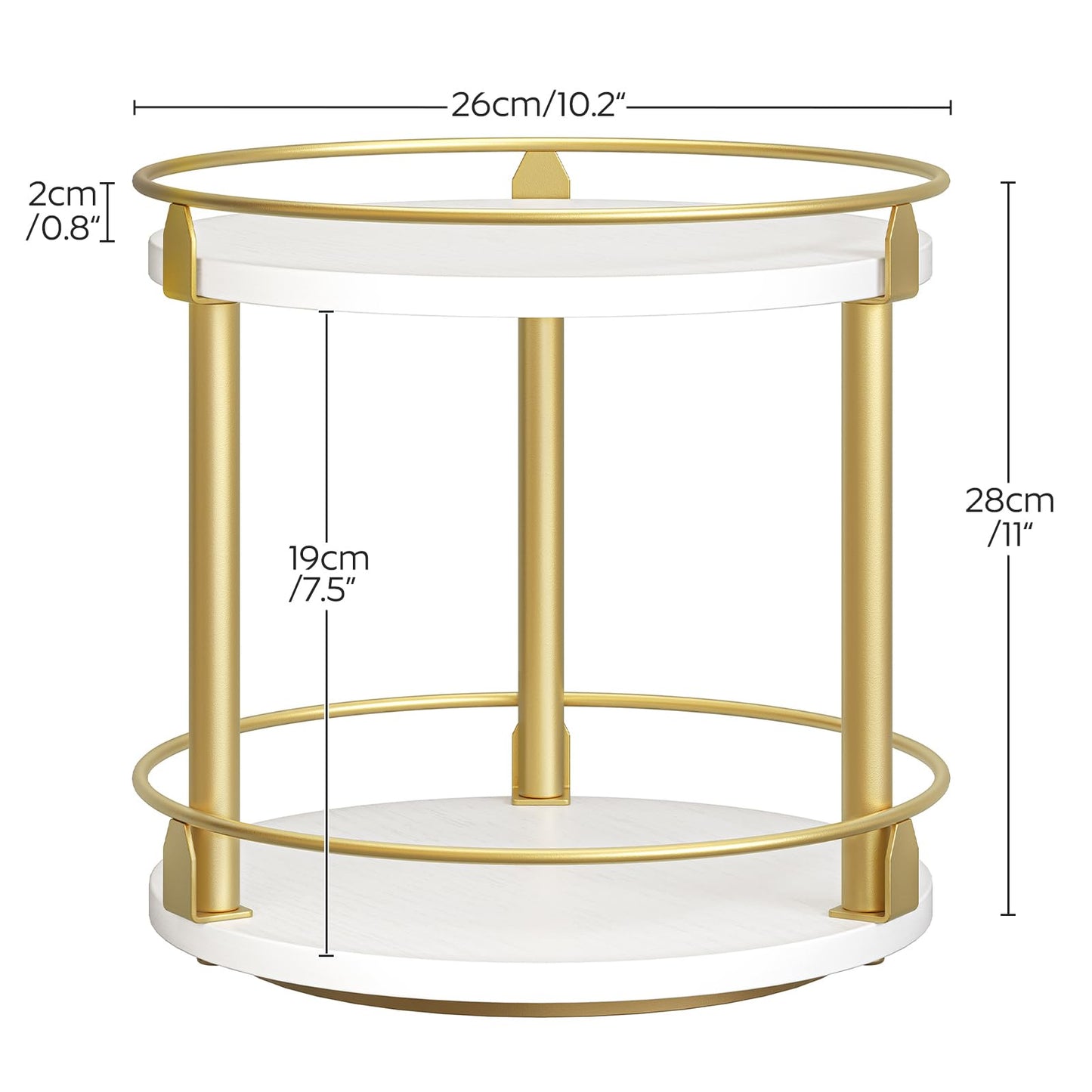 3-Tier Lazy Susan Organizer, Rotating Spice Rack, Spinning Organizer, Industrial Turntable Spice Rack Organizer for Cabinet, Kitchen Countertop, Pantry, Rustic Brown and Black SR23BR