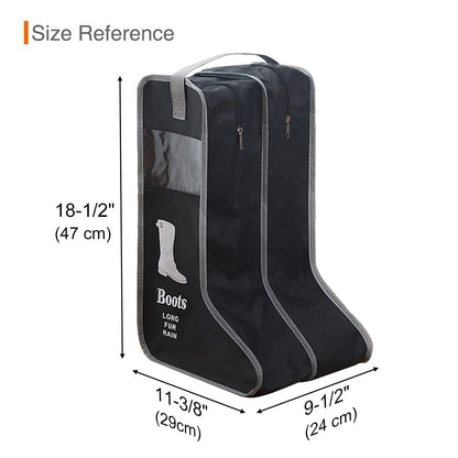 KOVOSCH 2 Pack Portable Boots Storage Bag, Black Shoe Bags for Storage and Travel Dust Proof Travel Shoe Bags for Packing (Large)