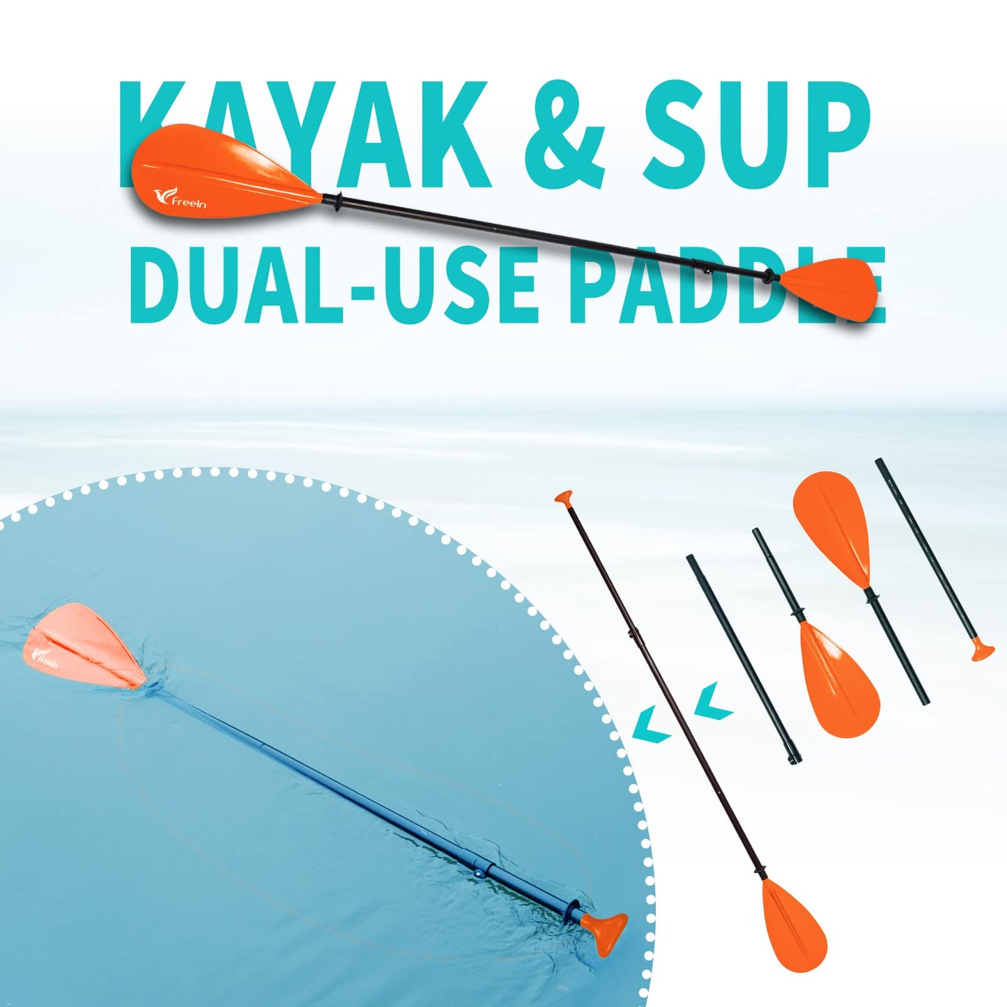 Freein Inflatable Stand Up Paddle Board ，Capacity 2-in-1 SUP/Kayak with Adjustable Seat ，Electric Pump Adapter ，Non-Slip Diamond Deck & Travel Backpack ，for Adults/Fishing/Yoga（Yellow,10'6"