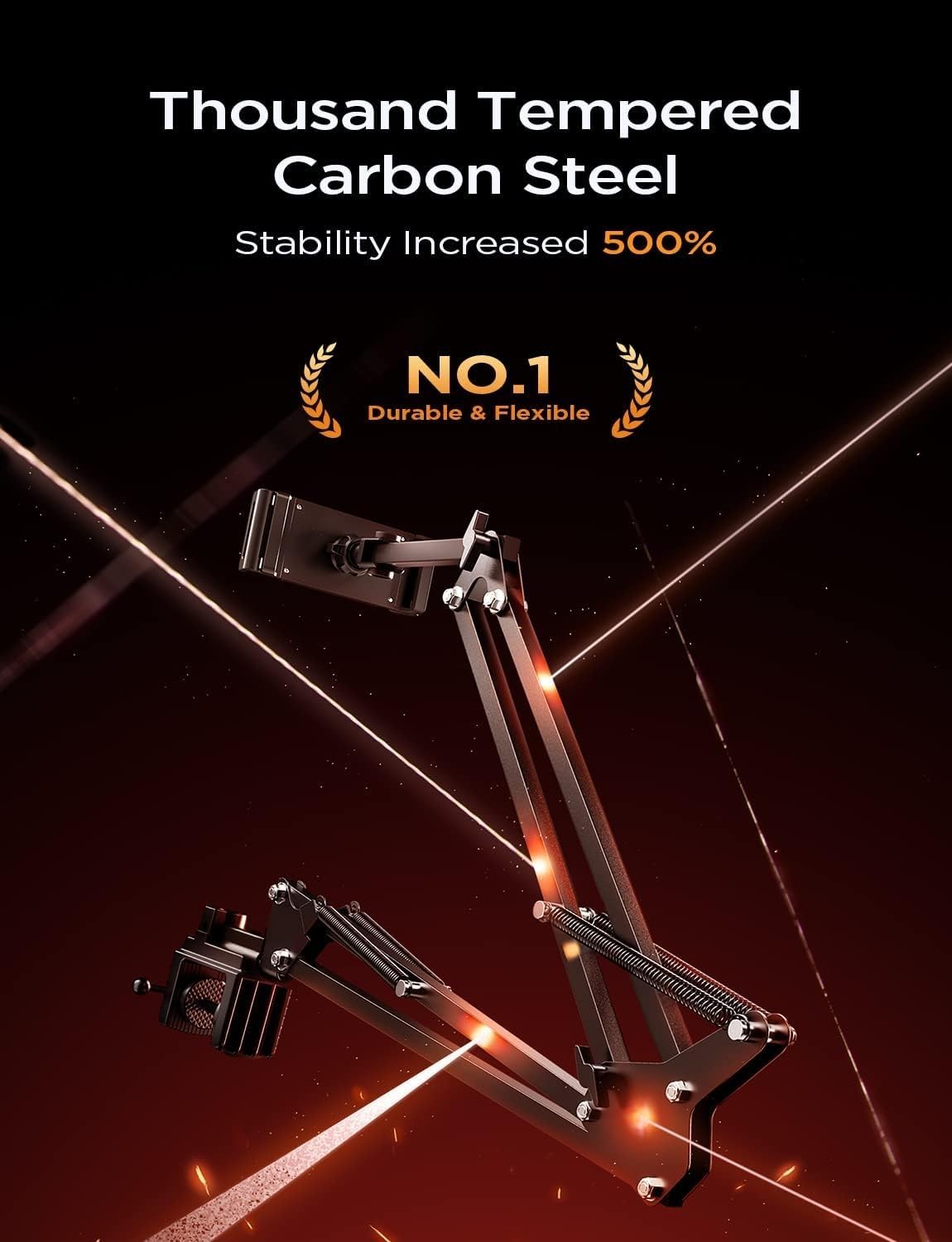 LISEN Tablet Stand Phone Holder iPad Holder for Desk Mount[Ultra Sturdy] 2 Clamps Kindle Holder for Bed Gooseneck Phone Tablet Holder Mount Phone Stand fits iPhone iPad Mini 7 Kindle 4-13" Device